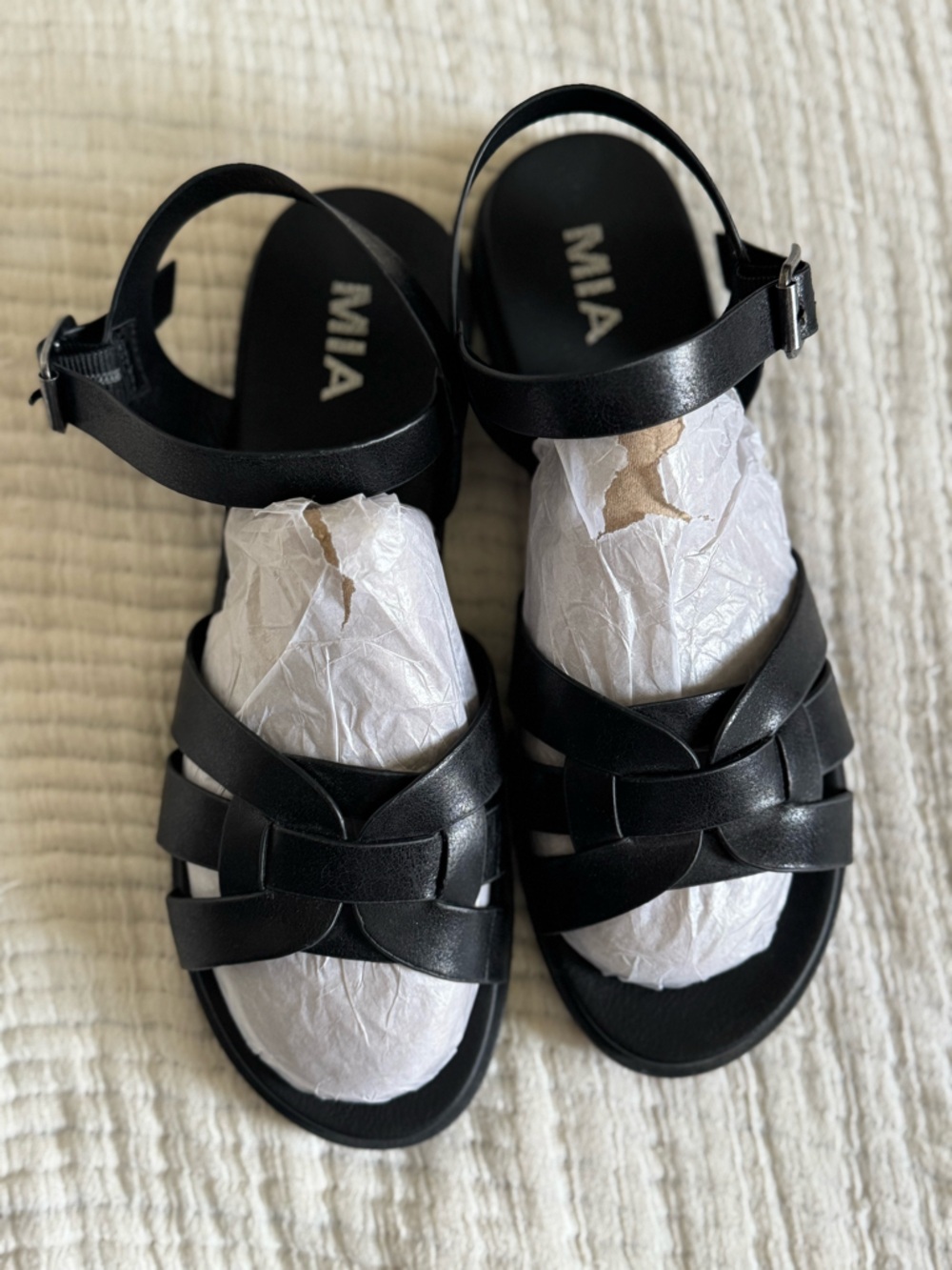 MIA Black Strappy Flat Sandals